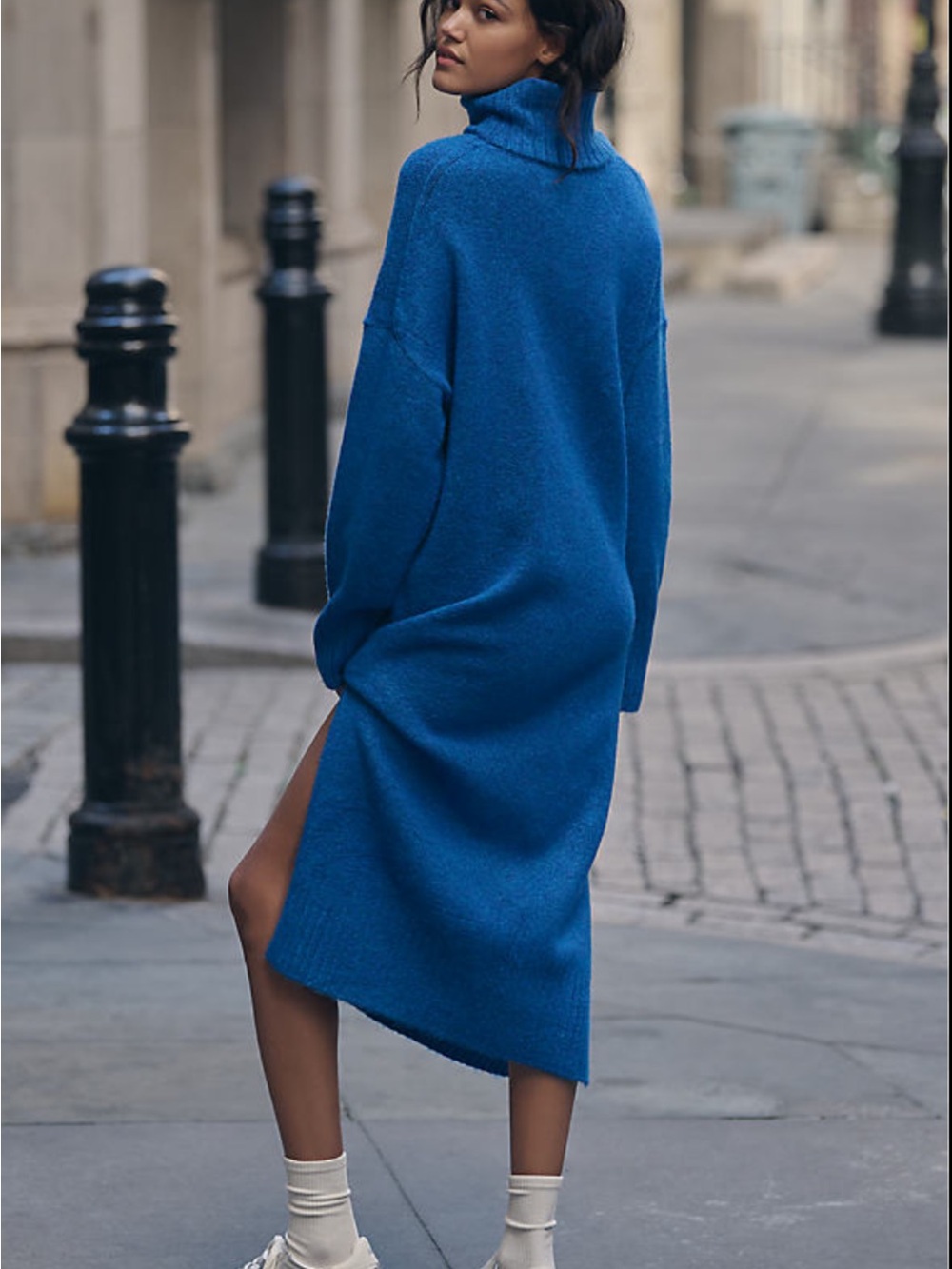 Women's Royal Blue Turtleneck Sweater Dress